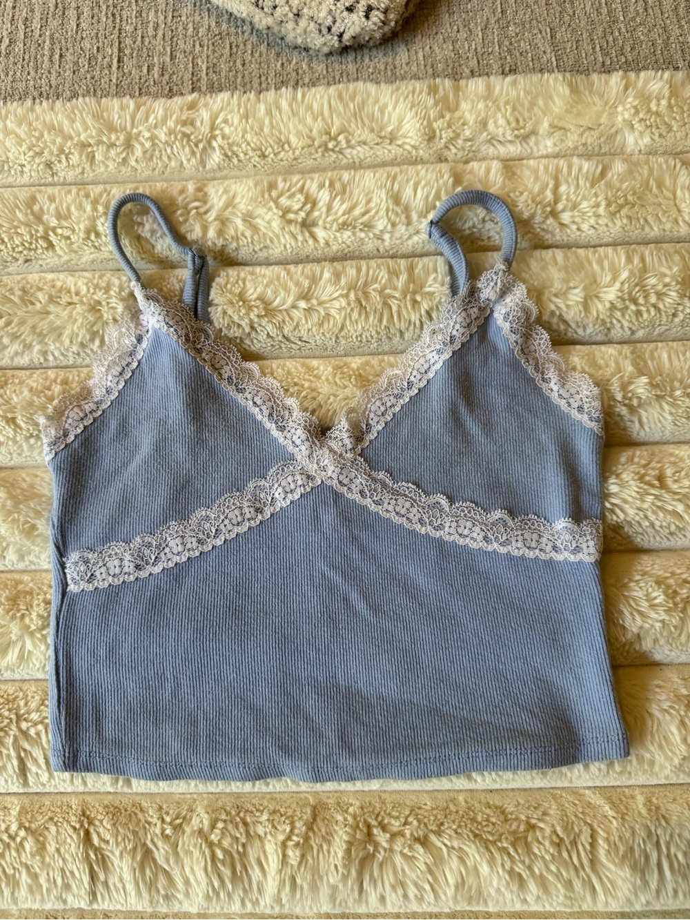 Garage Y2K blue lace trim cami